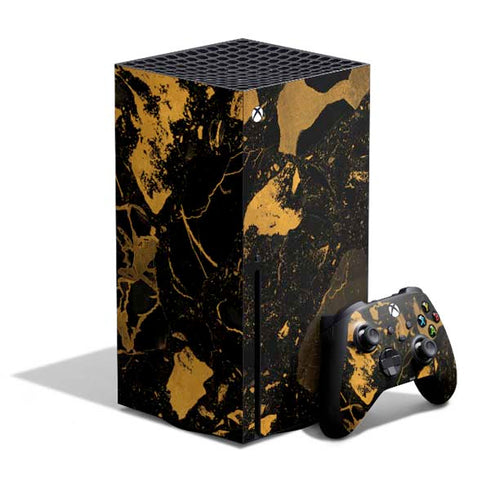 Black and Gold Scattered Marble Xbox Series X Skins