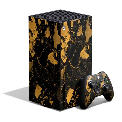 Black and Gold Scattered Marble XBox Series X Digital Edition Bundle Skin