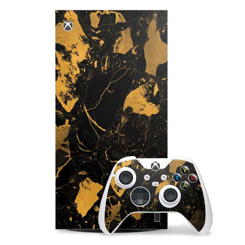 Black and Gold Scattered Marble Xbox Series X Skins