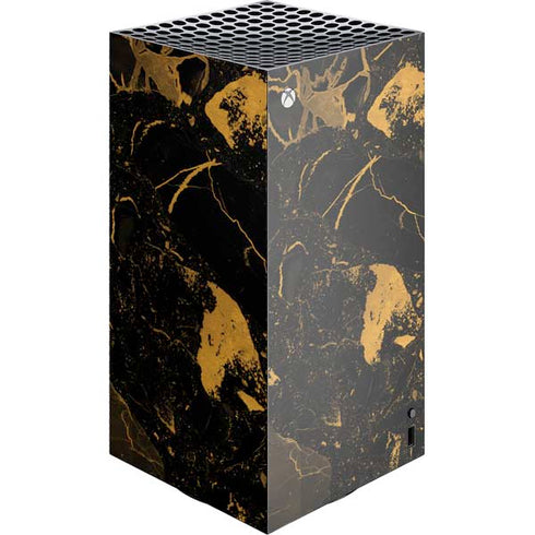 Black and Gold Scattered Marble XBox Series X Digital Edition Console Skin