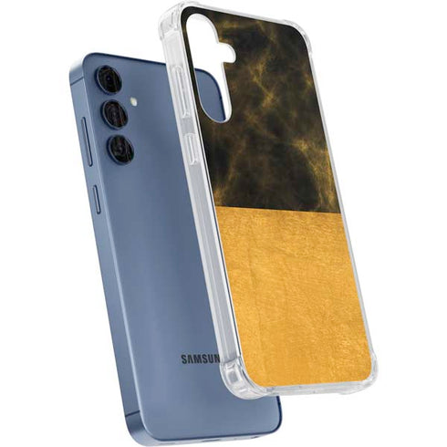 Black and Gold Split Marble Galaxy A55 5G Clear Case