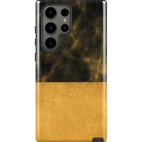 Black and Gold Split Marble Galaxy S23 Ultra Pro Case