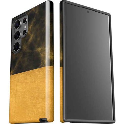 Black and Gold Split Marble Galaxy S23 Ultra Pro Case