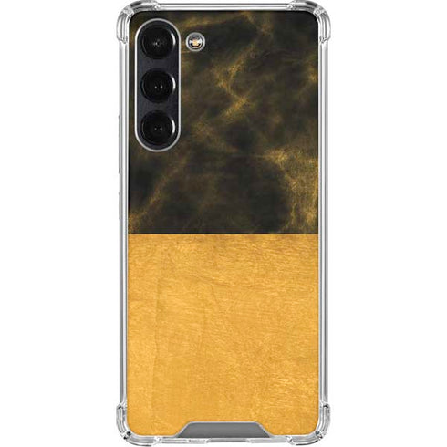Black and Gold Split Marble Galaxy S24 FE Clear Case