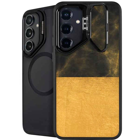 Black and Gold Split Marble Galaxy S24 FE Kickstand Case