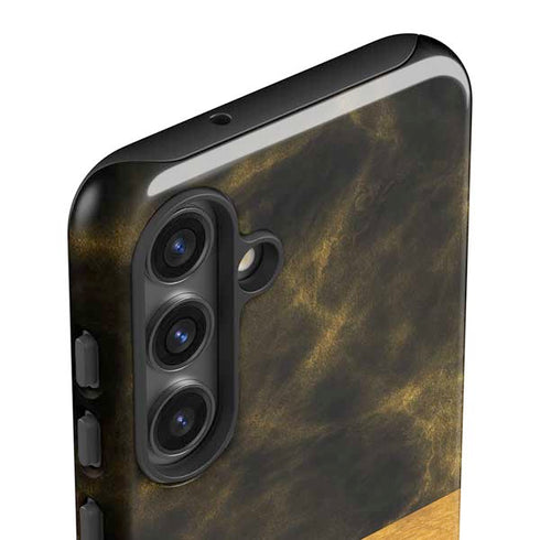 Black and Gold Split Marble Galaxy S25 Impact Case