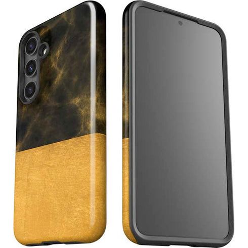 Black and Gold Split Marble Galaxy S25 Impact Case