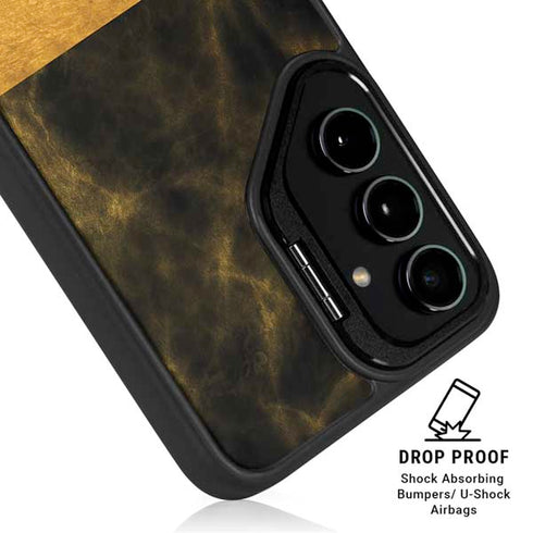 Black and Gold Split Marble Galaxy S25 Plus Kickstand Case