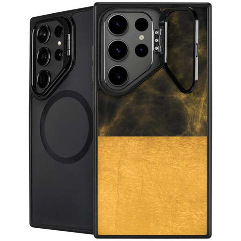 Black and Gold Split Marble Galaxy S25 Ultra Kickstand Case