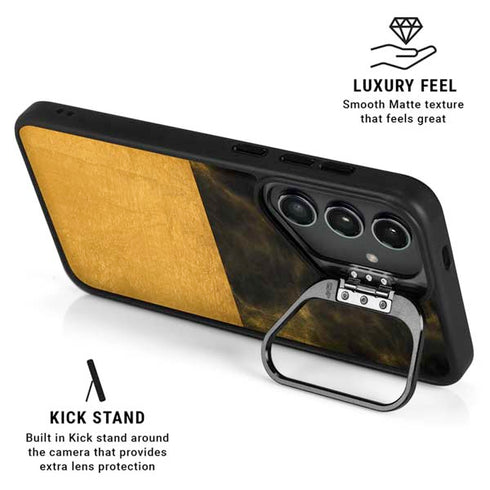 Black and Gold Split Marble Galaxy S24 Ultra Kickstand Case