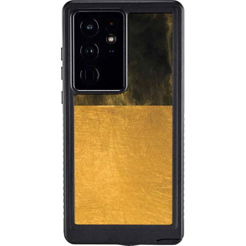 Black and Gold Split Marble Galaxy S24 Ultra Waterproof Case