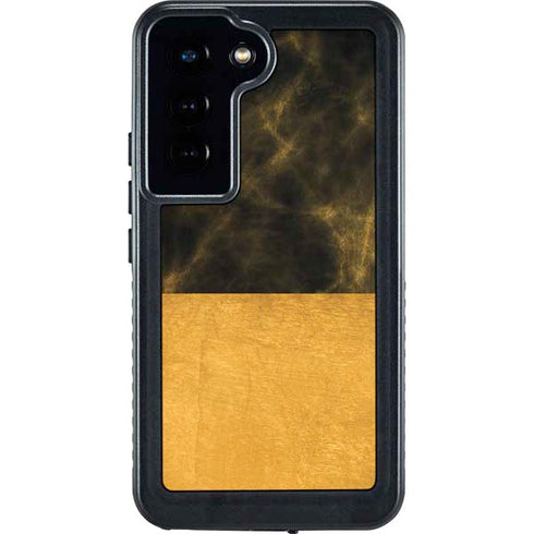 Black and Gold Split Marble Galaxy S24 Waterproof Case