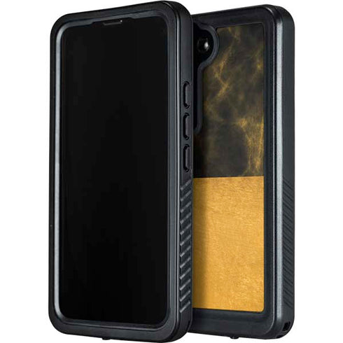 Black and Gold Split Marble Galaxy S24 Waterproof Case