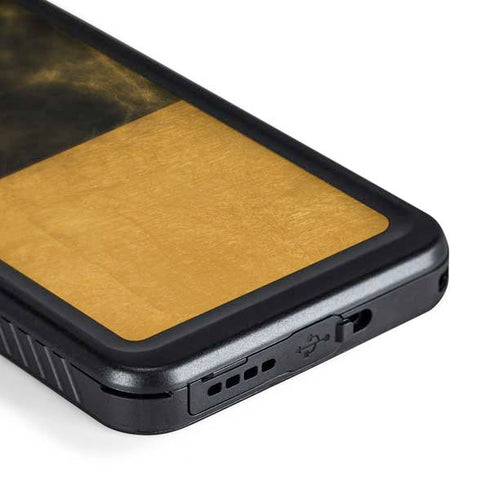Black and Gold Split Marble Galaxy S24 Waterproof Case