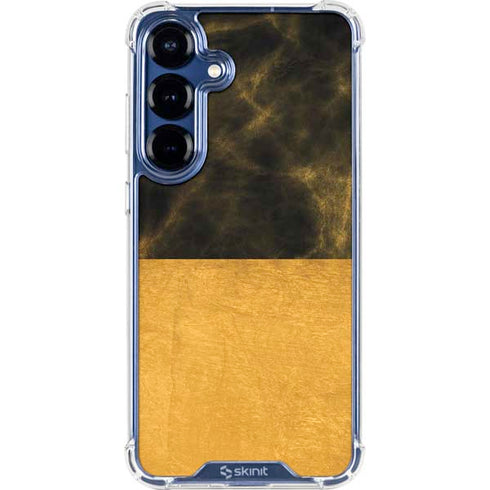 Black and Gold Split Marble Galaxy S25 Clear Case