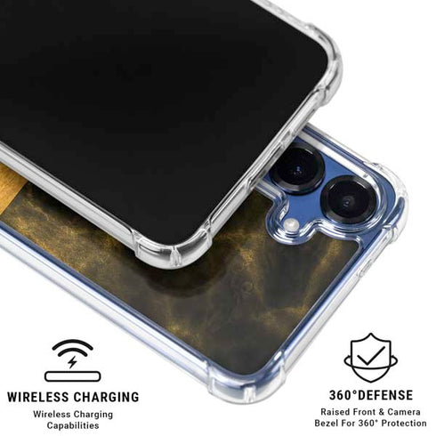 Black and Gold Split Marble Galaxy S25 Clear Case