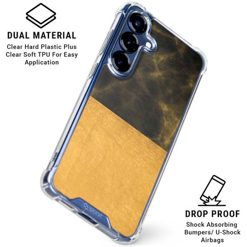 Black and Gold Split Marble Galaxy S25 Clear Case