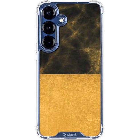 Black and Gold Split Marble Galaxy S25 Plus Clear Case