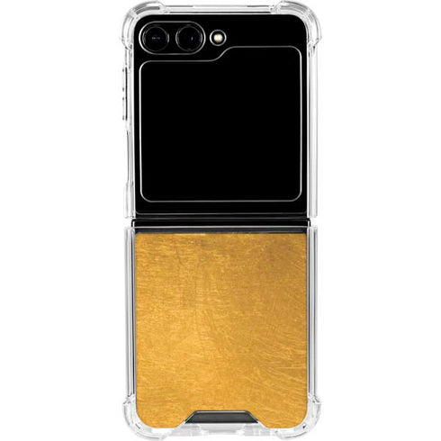Black and Gold Split Marble Galaxy Z Flip6 Clear Case