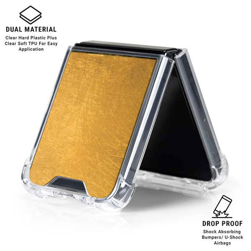 Black and Gold Split Marble Galaxy Z Flip6 Clear Case