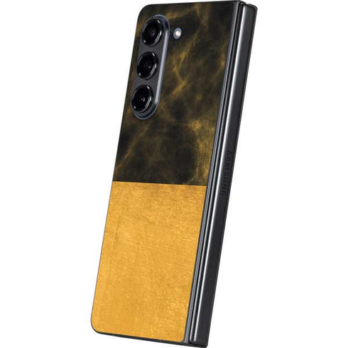 Black and Gold Split Marble Galaxy Z Fold5 5G Skin