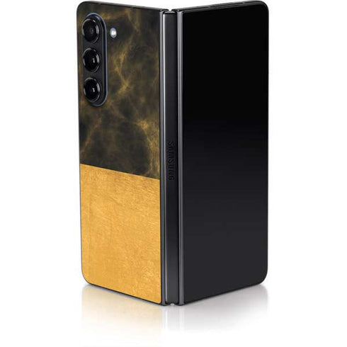 Black and Gold Split Marble Galaxy Z Fold5 5G Skin