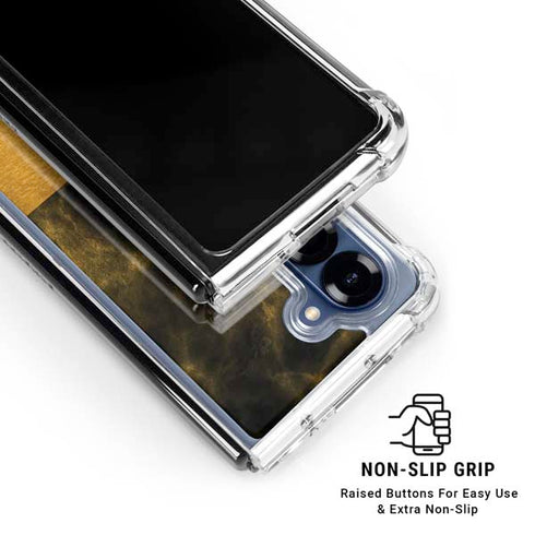 Black and Gold Split Marble Galaxy Z Fold6 Clear Case