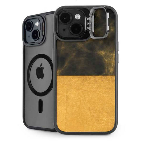 Black and Gold Split Marble iPhone 13 Kickstand Case