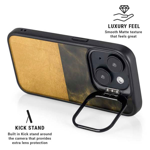 Black and Gold Split Marble iPhone 13 Kickstand Case