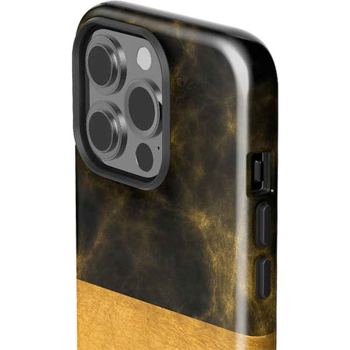 Black and Gold Split Marble iPhone 15 Pro Impact Case