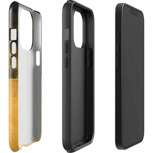 Black and Gold Split Marble iPhone 15 Pro Impact Case