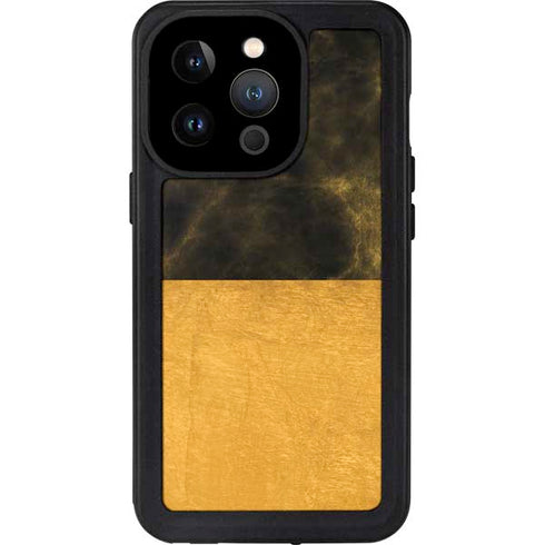 Black and Gold Split Marble iPhone 15 Pro Waterproof Case