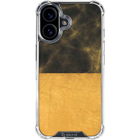 Black and Gold Split Marble iPhone 16 Plus Clear Case