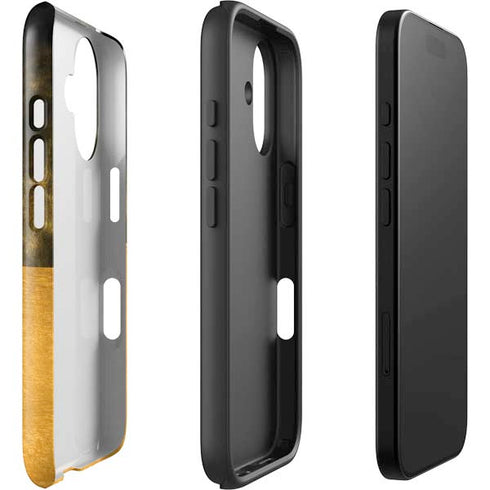 Black and Gold Split Marble iPhone 16 Plus Impact Case