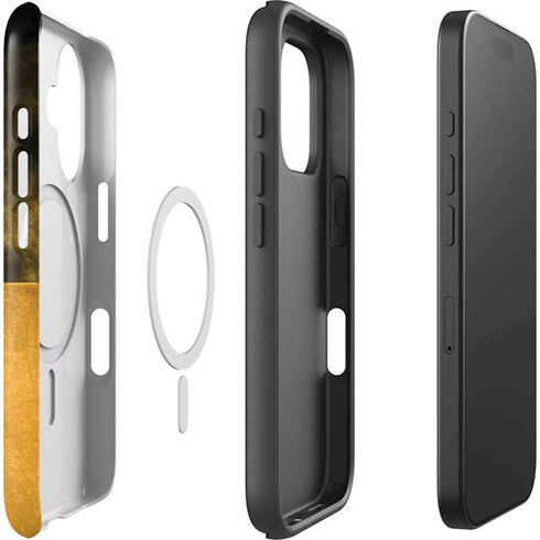 Black and Gold Split Marble iPhone 16 Plus Magsafe Impact Case