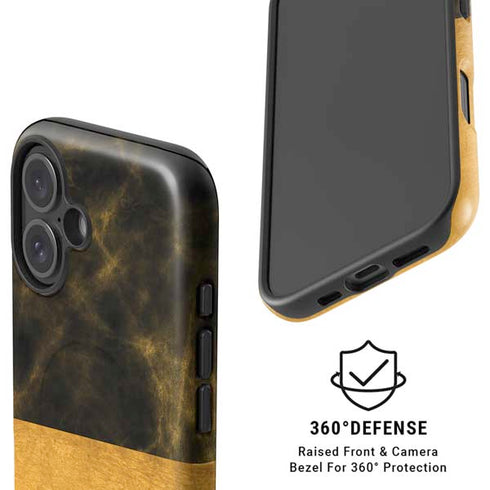 Black and Gold Split Marble iPhone 16 Plus Magsafe Impact Case