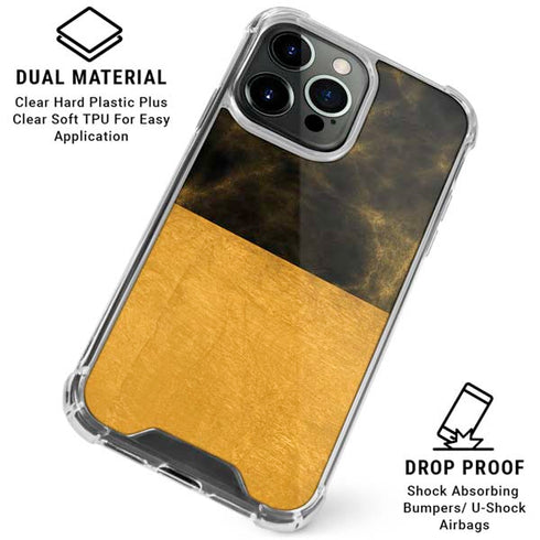 Black and Gold Split Marble iPhone 16 Pro Clear Case
