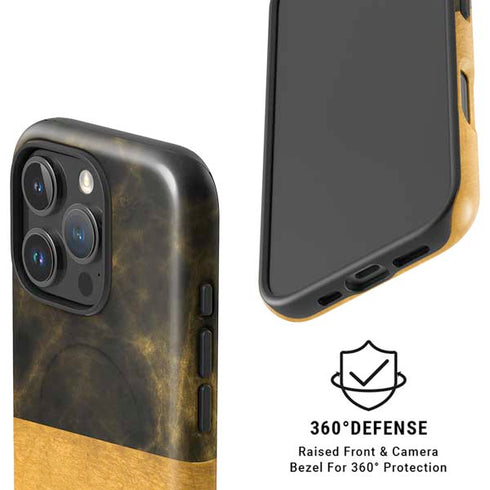 Black and Gold Split Marble iPhone 16 Pro Magsafe Impact Case