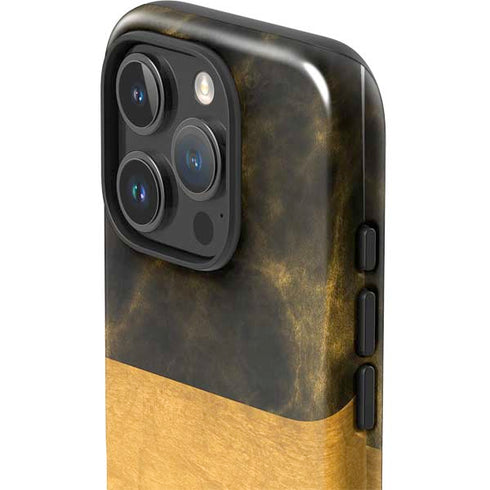 Black and Gold Split Marble iPhone 16 Pro Max Impact Case