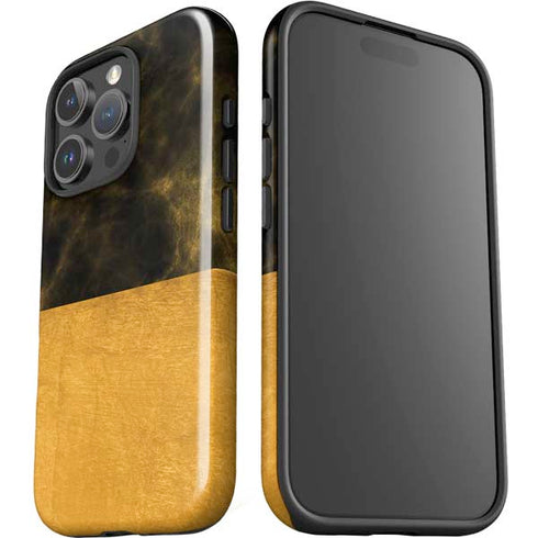 Black and Gold Split Marble iPhone 16 Pro Max Impact Case