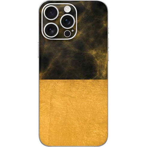 Black and Gold Split Marble iPhone 16 Pro Max Skin