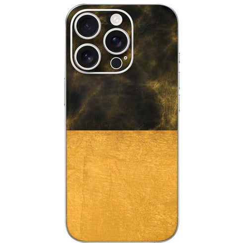 Black and Gold Split Marble iPhone 16 Pro Skin