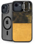 Black and Gold Split Marble iPhone 16e Kickstand Case