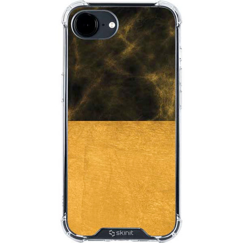Black and Gold Split Marble iPhone 16e Clear Case