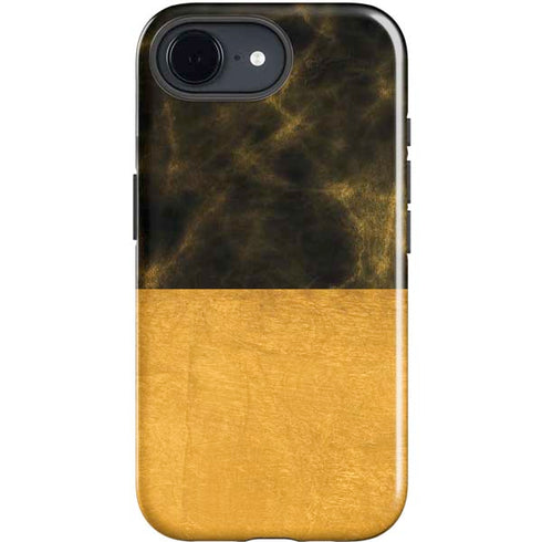 Black and Gold Split Marble iPhone 16e Impact Case