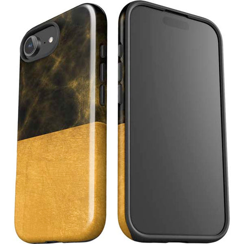 Black and Gold Split Marble iPhone 16e Impact Case