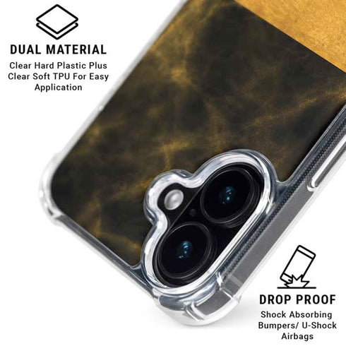 Black and Gold Split Marble iPhone 17 Clear Case