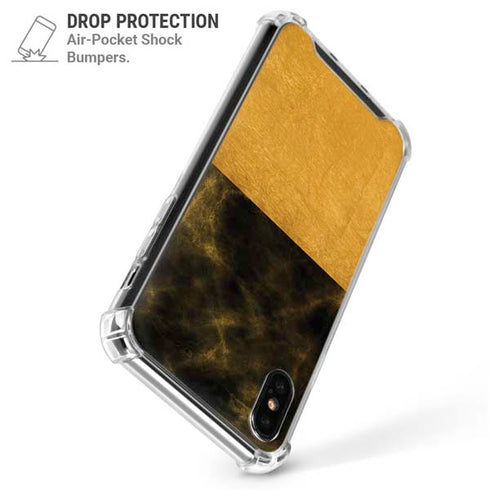 Black and Gold Split Marble iPhone X/XS Clear Case