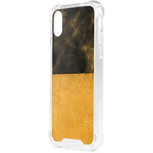 Black and Gold Split Marble iPhone XS Clear Case