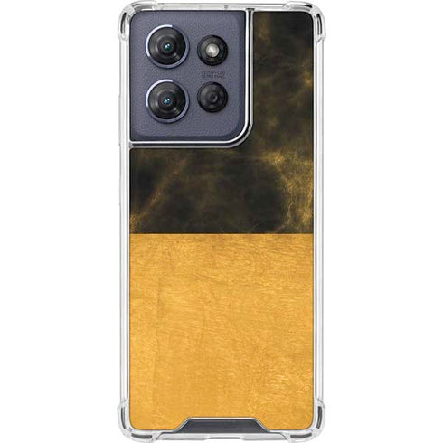 Black and Gold Split Marble Moto G 5G (2025) Clear Case
